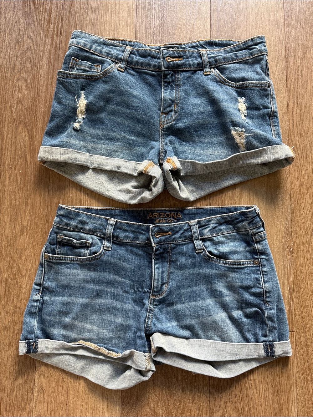 Women's Blue Denim Cuffed Shorts